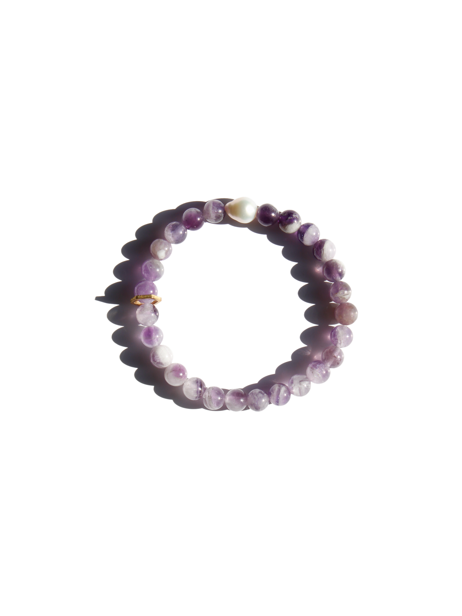 Stone Bracelet - Pearled Chevron Amethyst 6mm