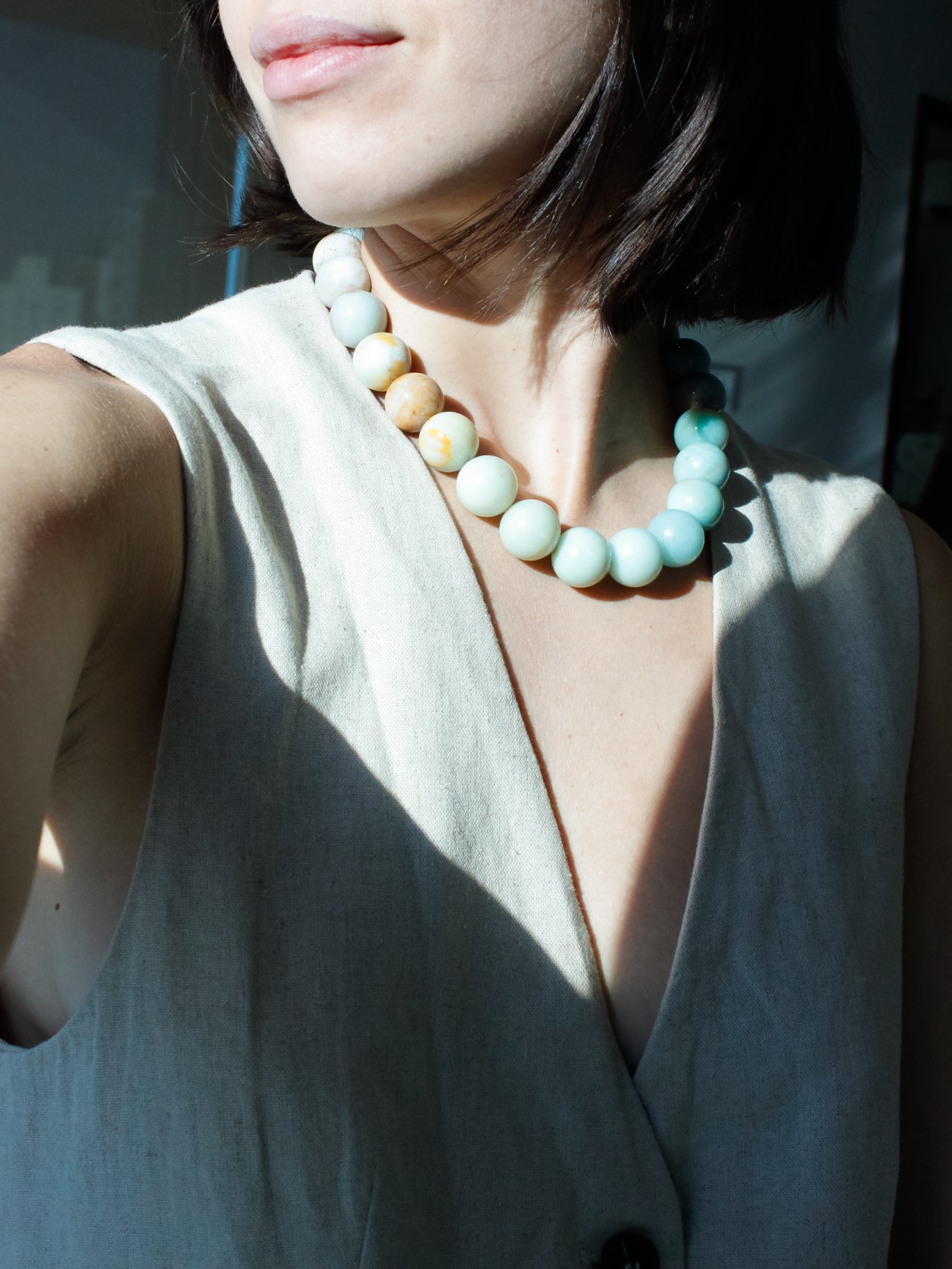 Stone Necklace - Amazonite 18mm