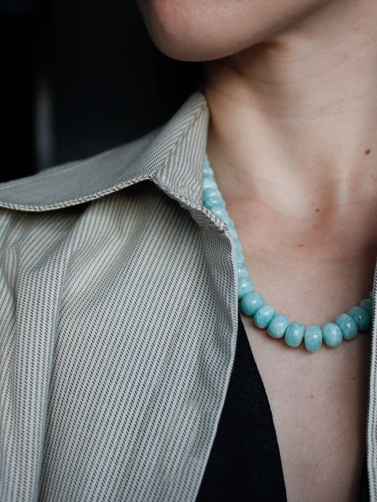 Stone Necklace - Amazonite Rondelles