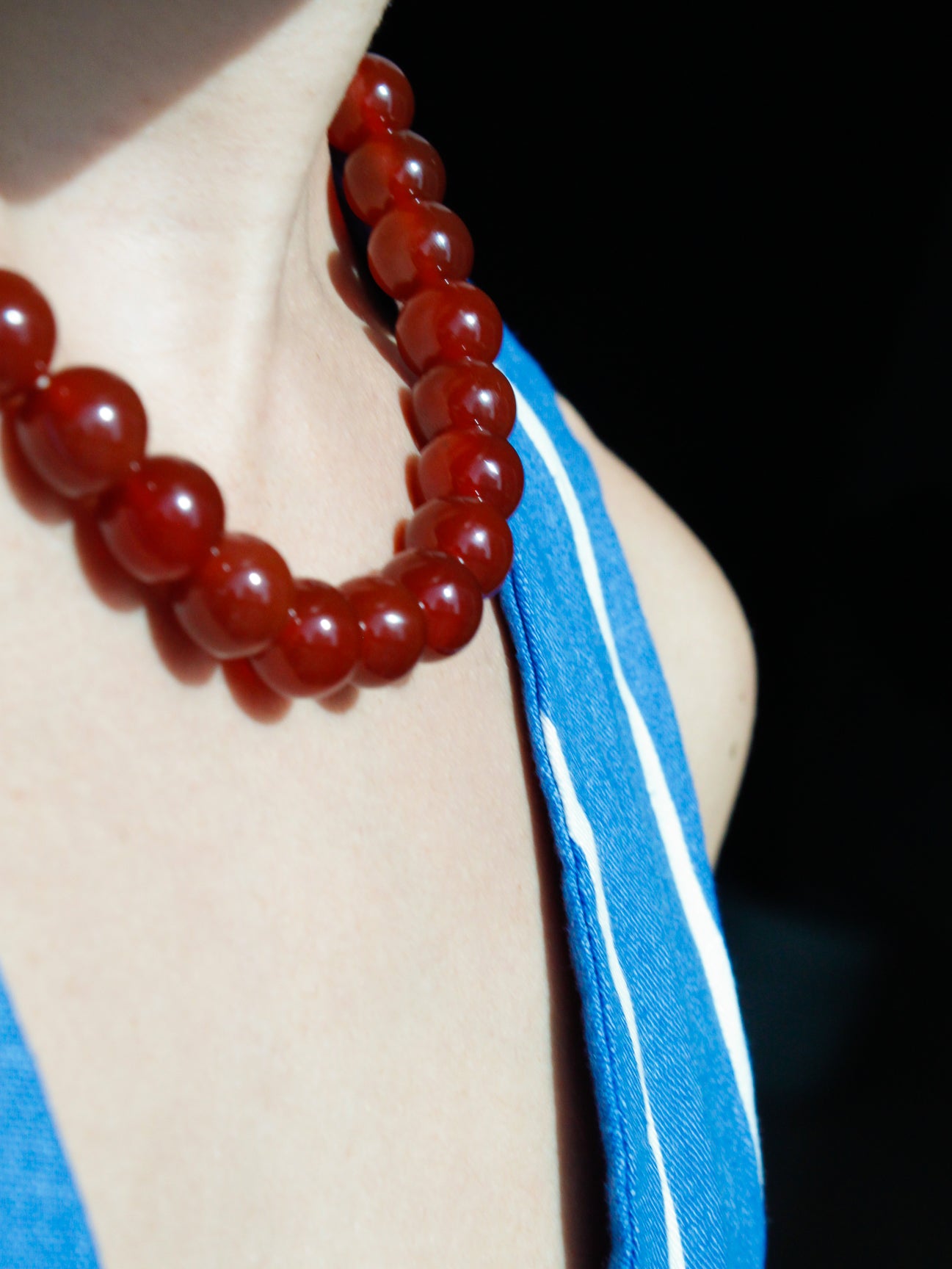 Stone Necklace - Carnelian Red 12mm