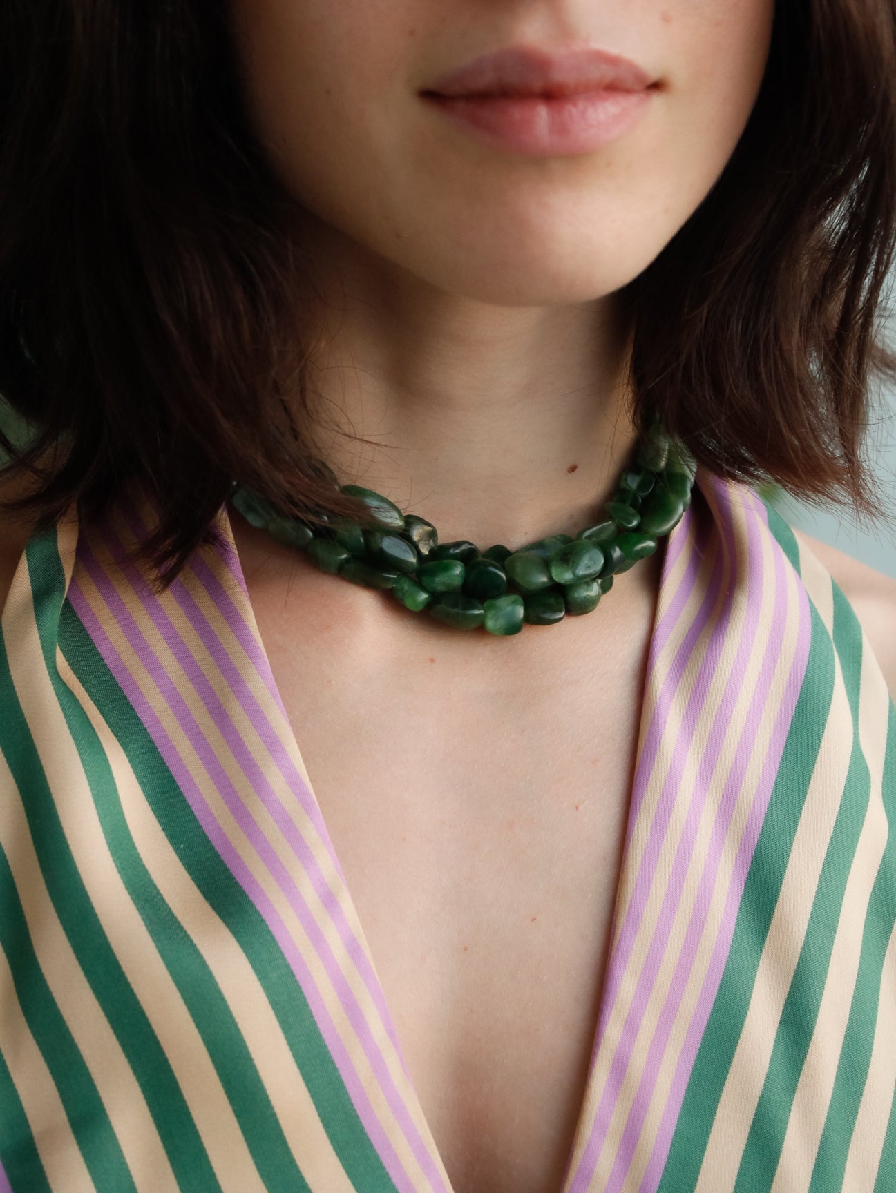 Stone Necklace - Green Nuggets