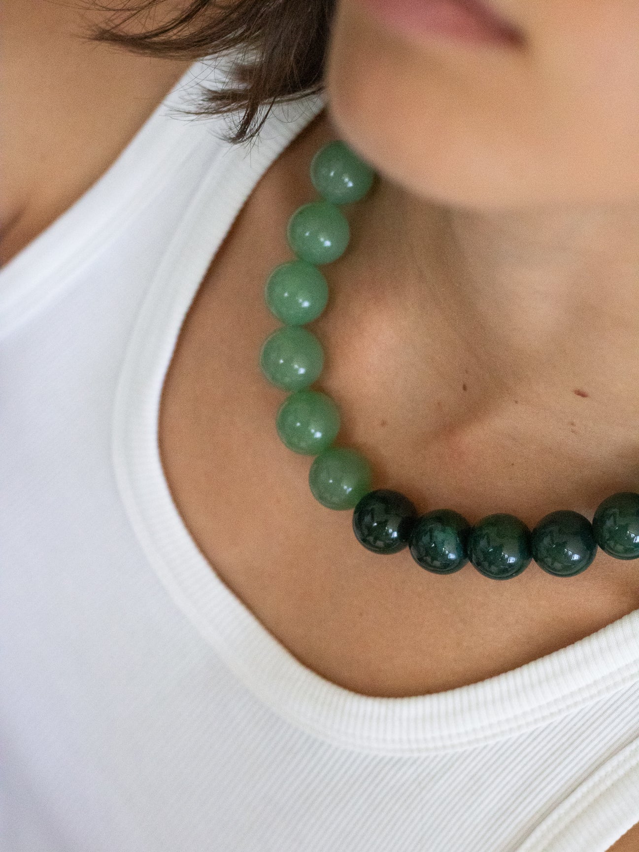 Stone Necklace - Green Half and Half