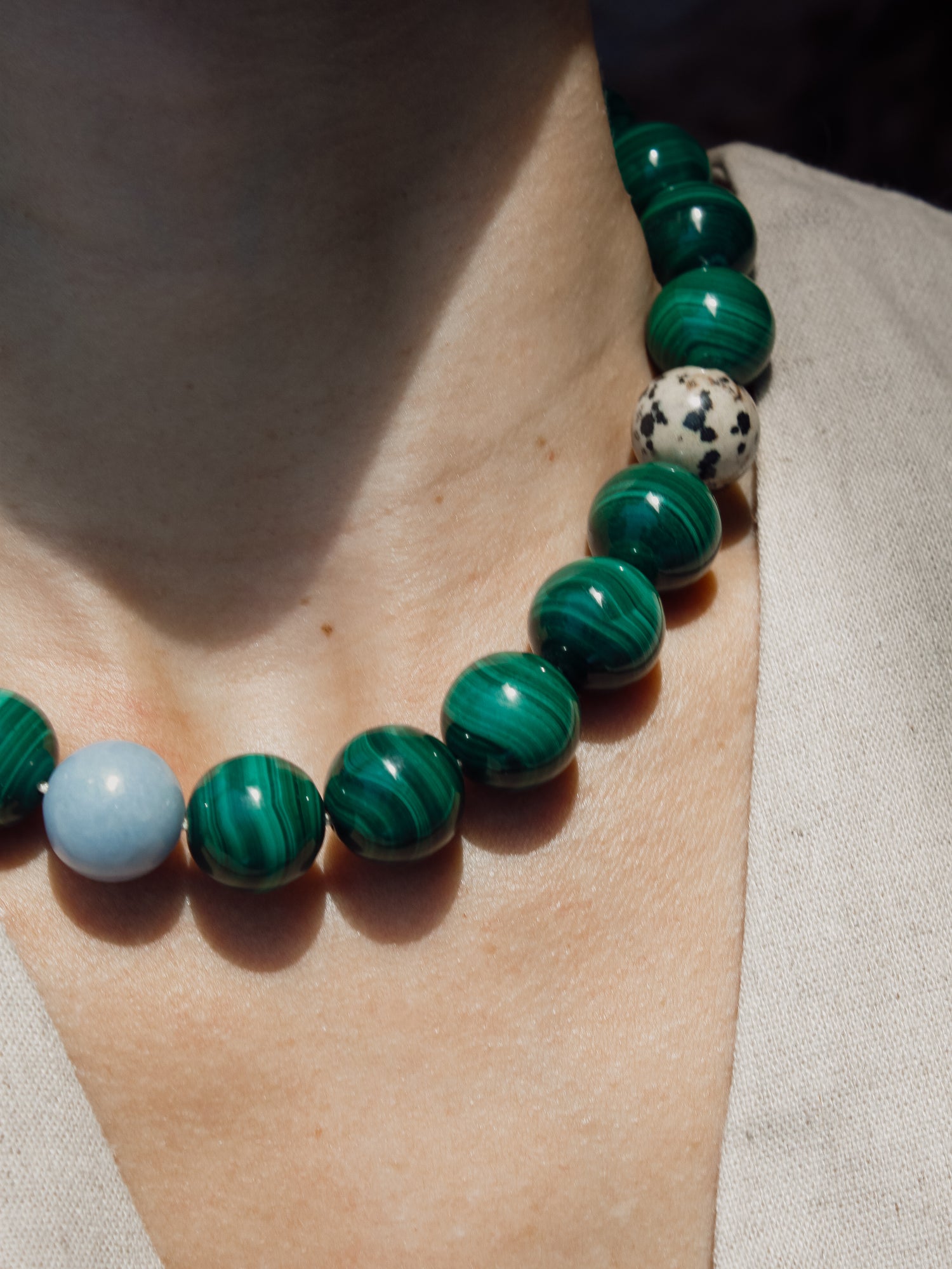 Stone Necklace - Malachite Triad