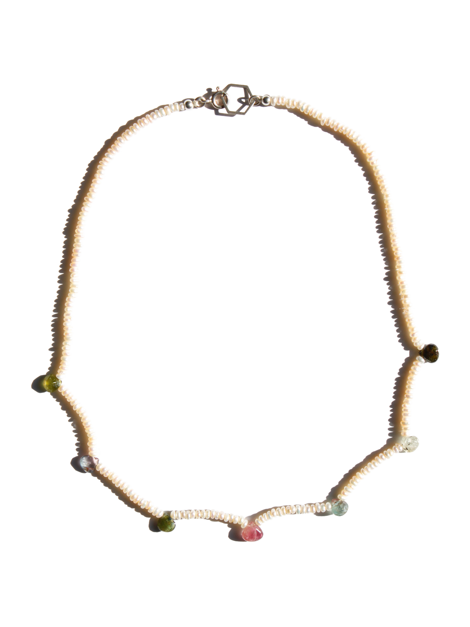 Stone Necklace - Seed Pearls and Tourmalines