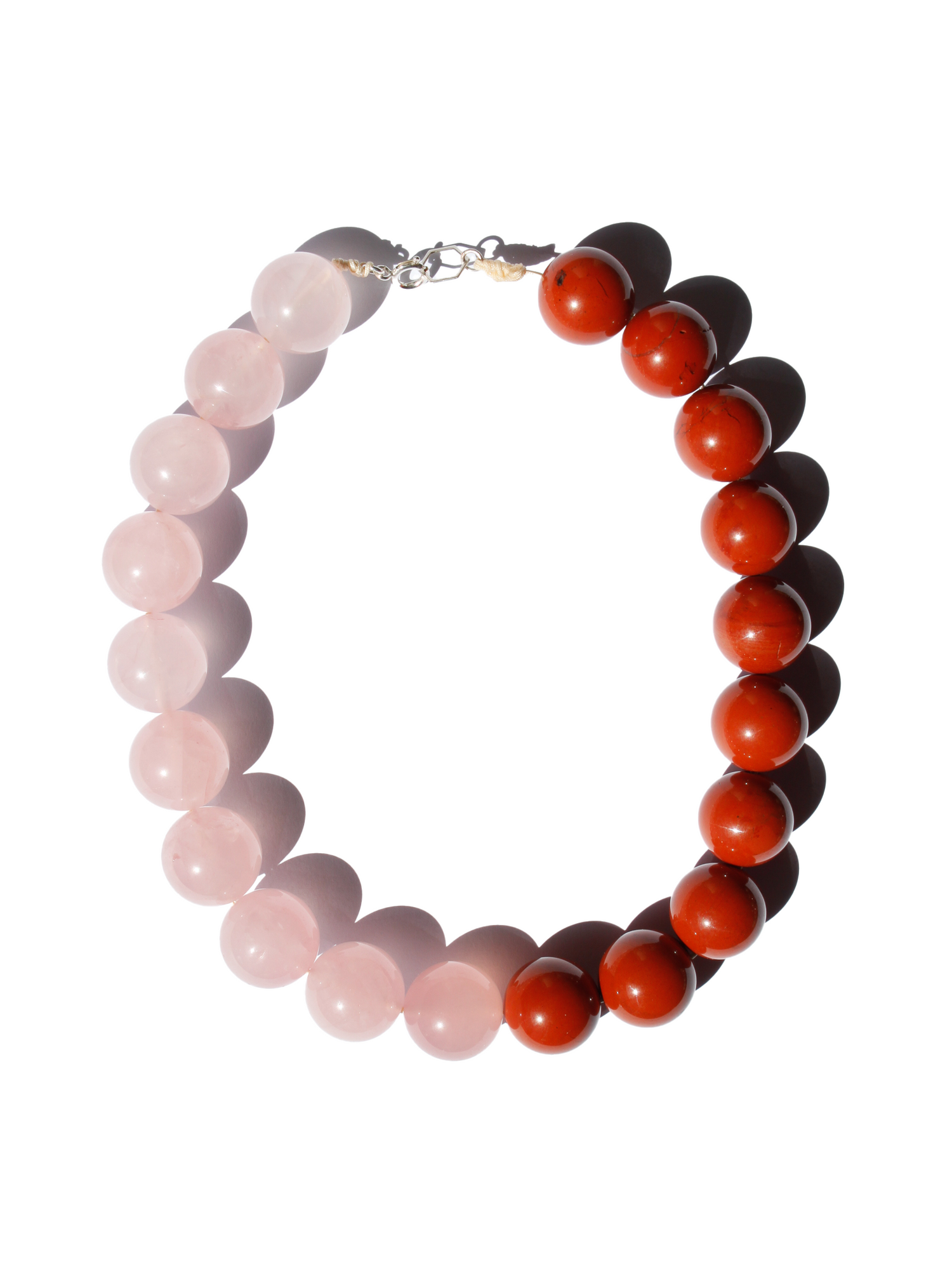 Stone Necklace - Red Jasper Meets Rose Quartz
