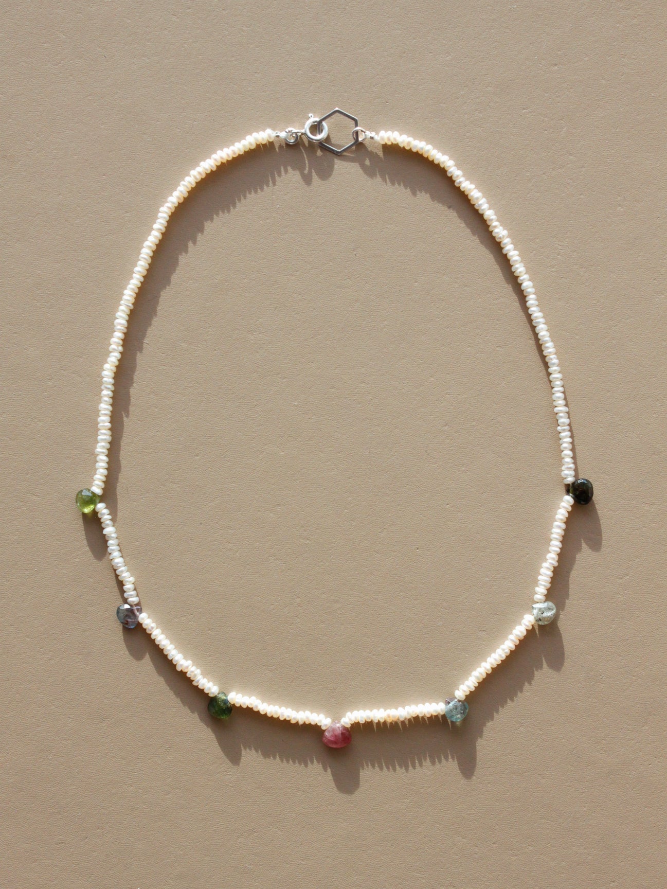 Stone Necklace - Seed Pearls and Tourmalines