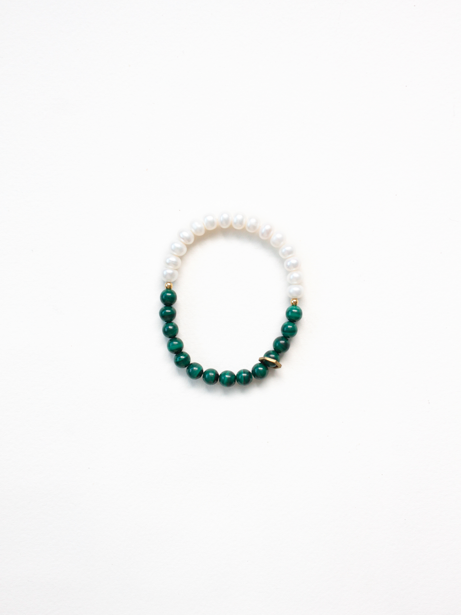 Stone Bracelet - Malachite + Pearls