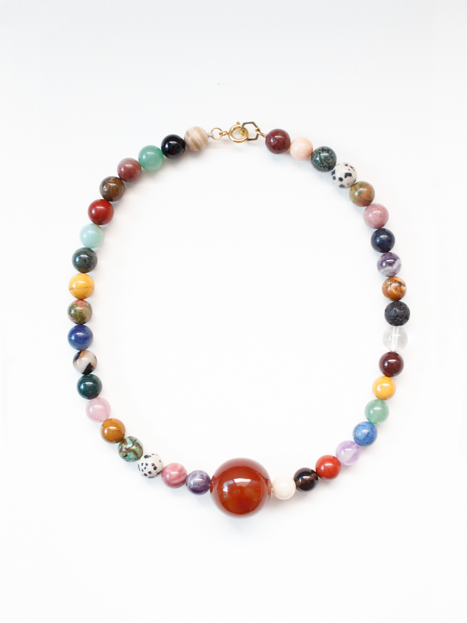 Stone Necklace - Hybrid 10mm + Carnelian