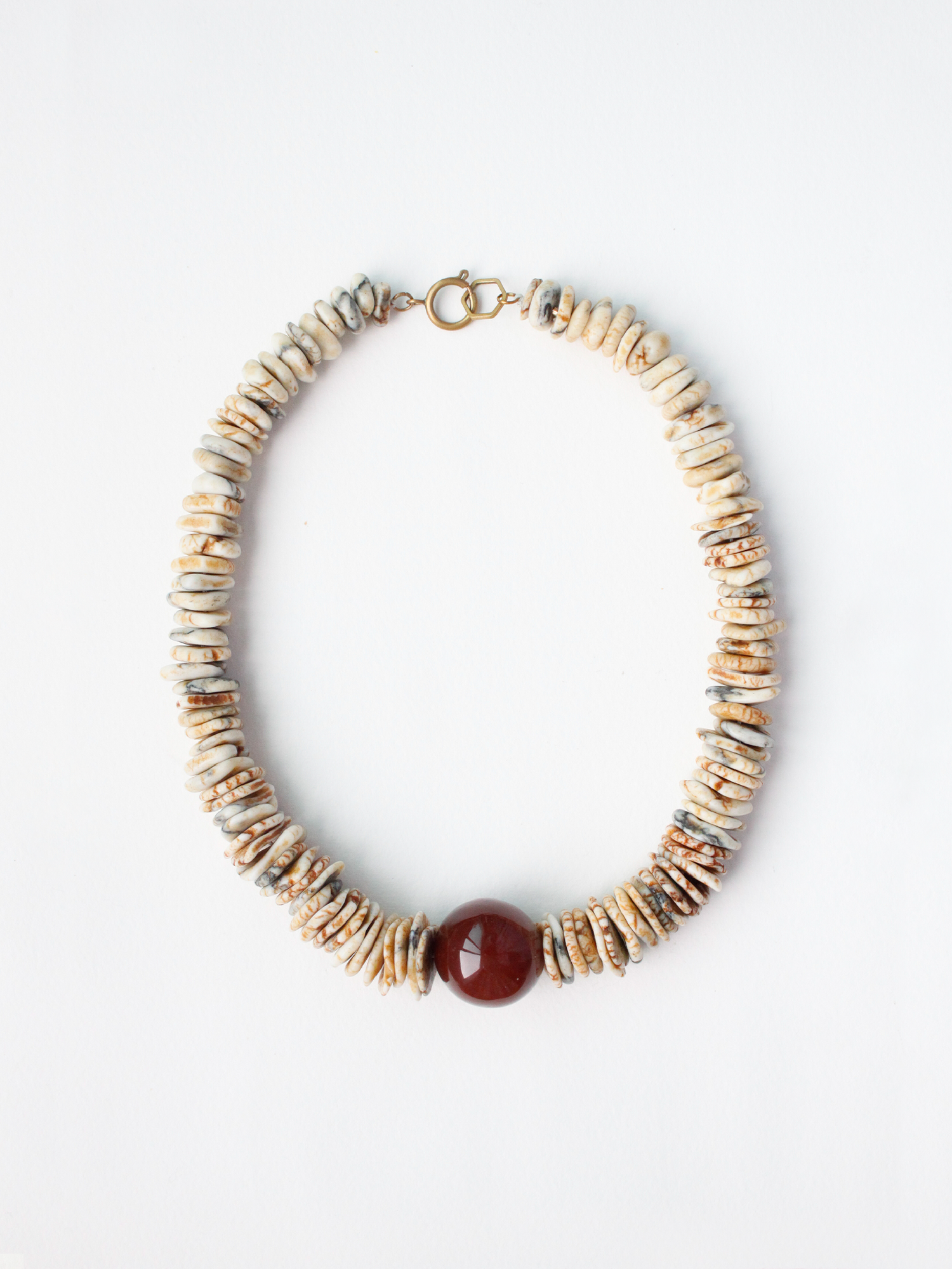 Stone Necklace - Carnelian + shells