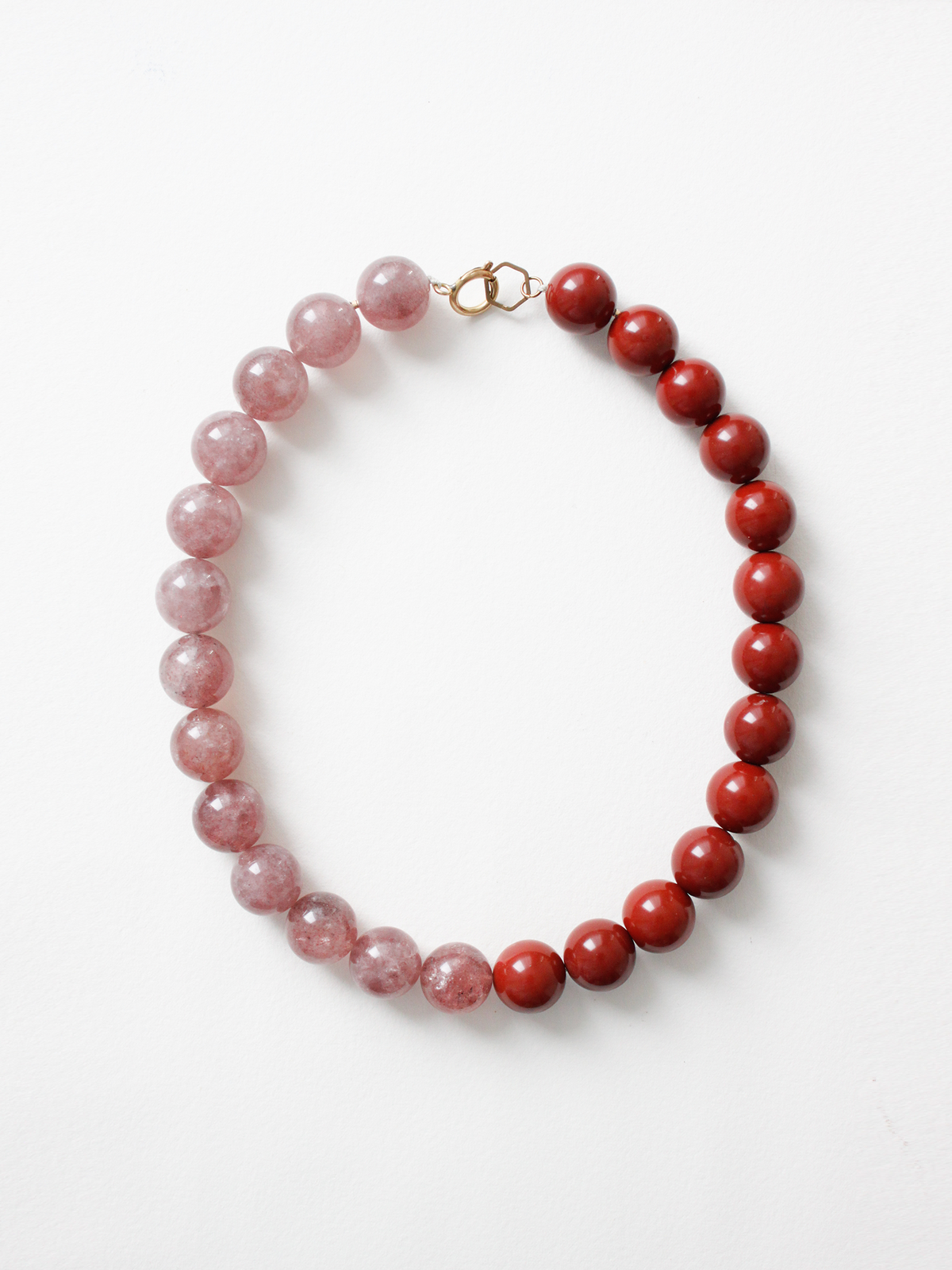 Stone Necklace - Strawberry Quartz meets Red Jasper