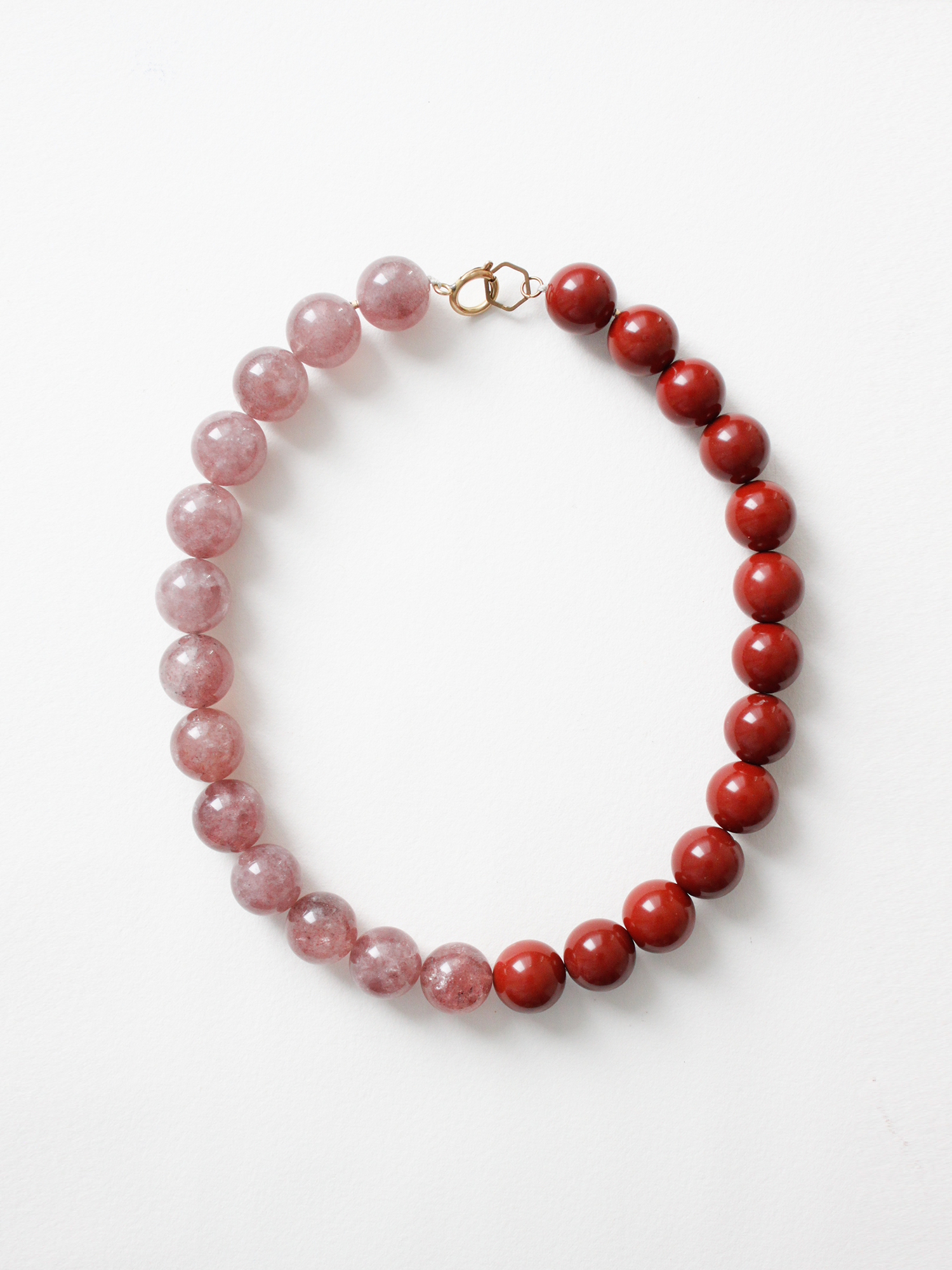 Stone Necklace - Strawberry Quartz meets Red Jasper