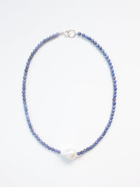 Stone Necklace - Tanzanite + Pearl