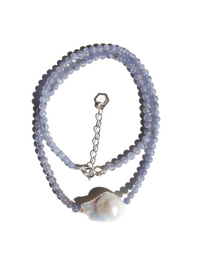 Stone Necklace - Tanzanite + Pearl