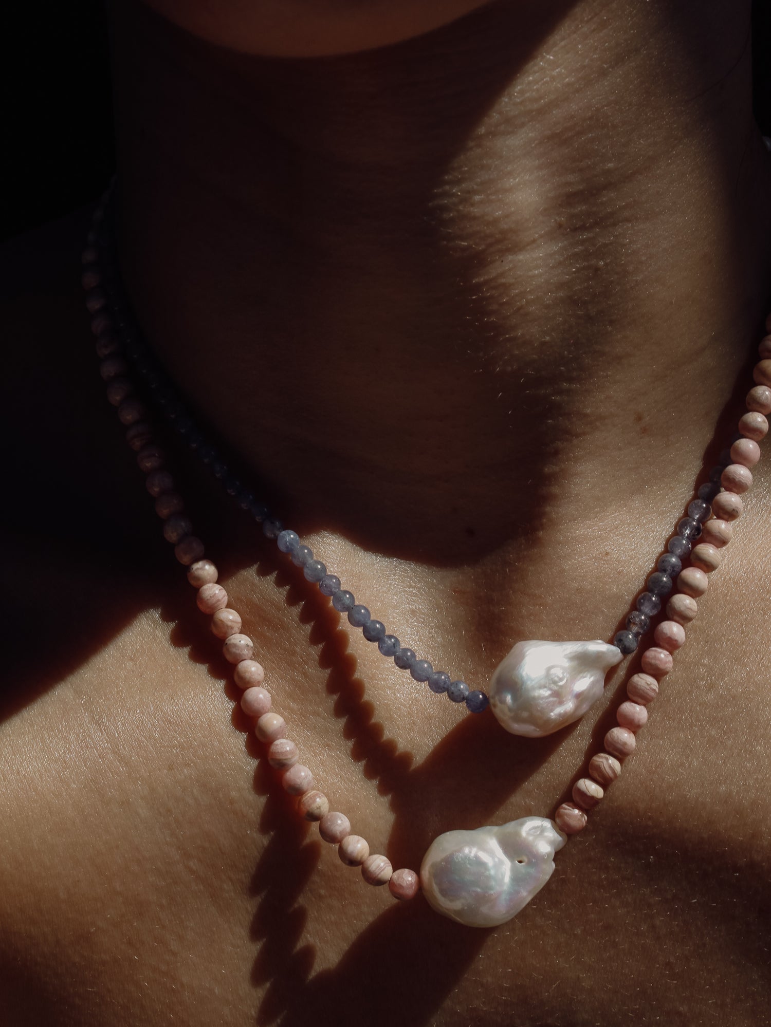 Stone Necklace - Tanzanite + Pearl