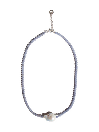 Stone Necklace - Tanzanite + Pearl