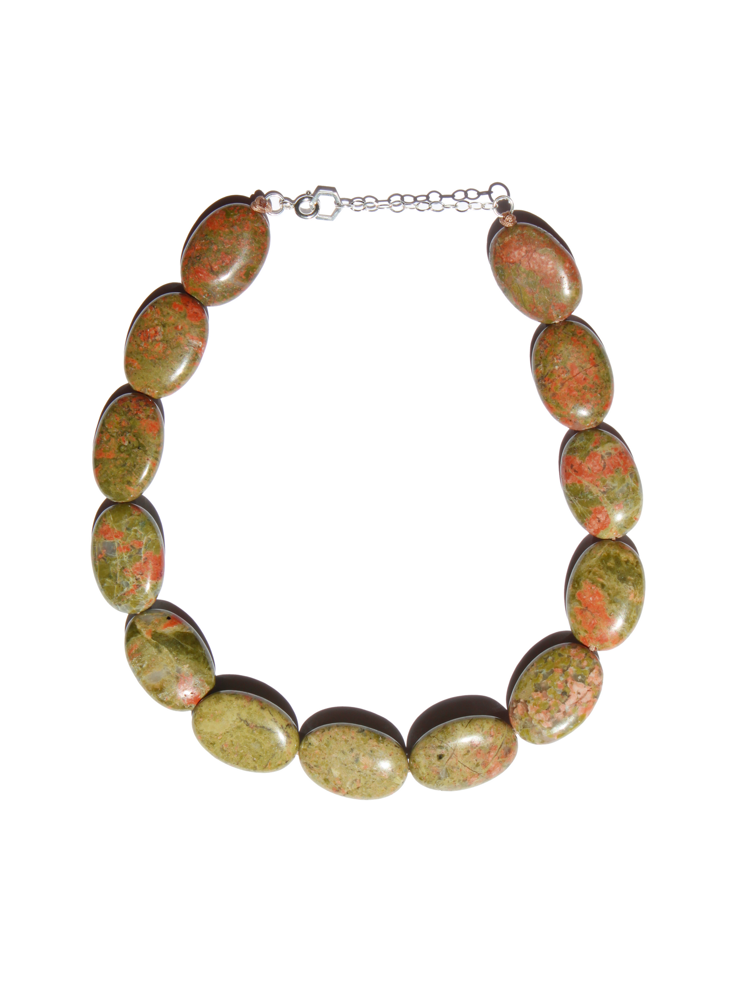 Stone Necklace - Unakite Ovals Choker