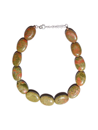 Stone Necklace - Unakite Ovals Choker